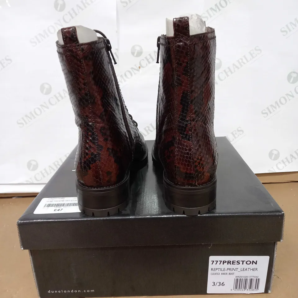 BOXED DUNE PRESTNE HIKR BOOT REPTILE SIZE 3