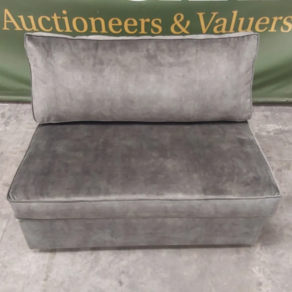 QUALITY DESIGNER GREEN VELVET 2 SEATER SOFA BED 
