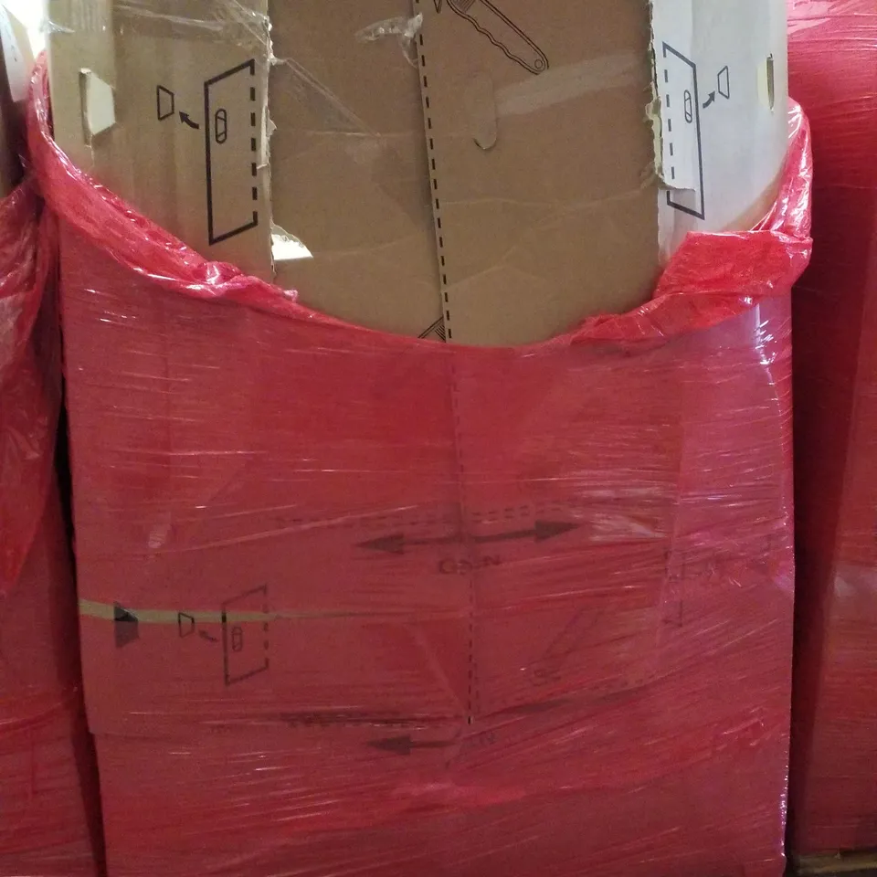 PALLET CONTAINING ASSORTED PRODUCTS INCLUDING FOLDING BED, BABY PLAYPEN, FABRIC DRESSER, CAT DETERRENT OUTDOOR SCAT MAT & SIDE TABLE