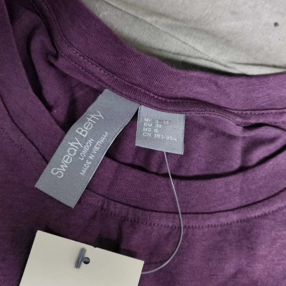 SWEATY BETTY ESSENTIAL CREW NECK T-SHIRT IN NEPTUNE PURPLE - SMALL