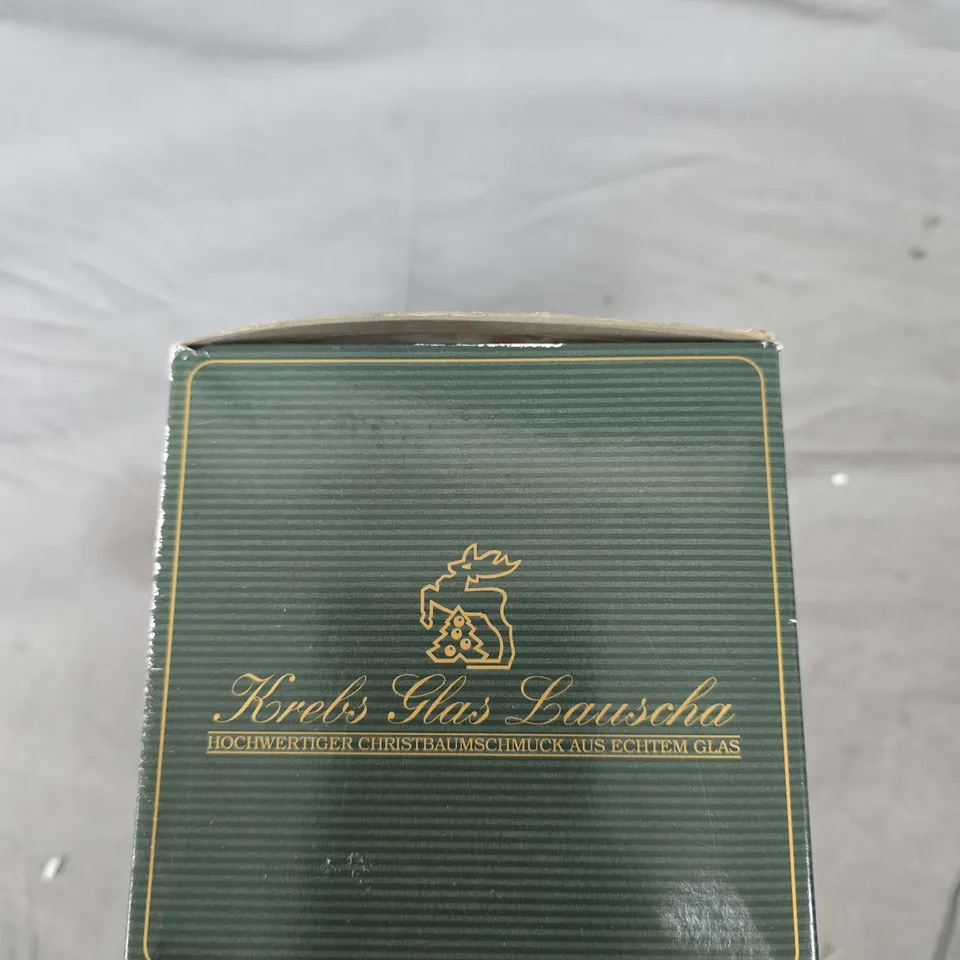 KREBS GLAS LAUSCHA GLASS CHRISTMAS TREE ORNAMENT – FROG FIGURE, BOXED