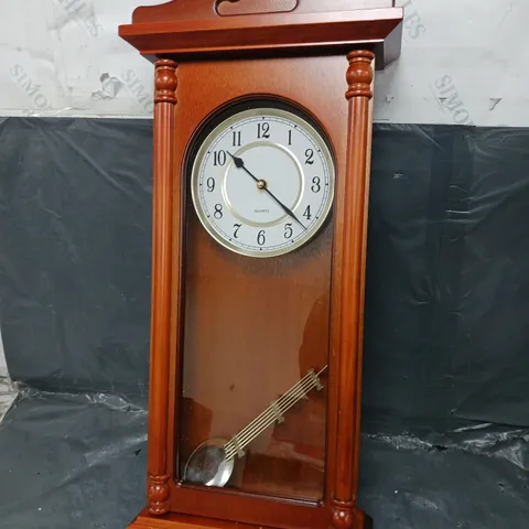 WOODEN MOUNTED PENDULUM WALL CLOCK 