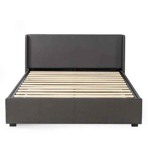 BOXED ZINUS MADDON DOUBLE UPHOLSTERED GAS LIFT BED FRAME DARK GREY  