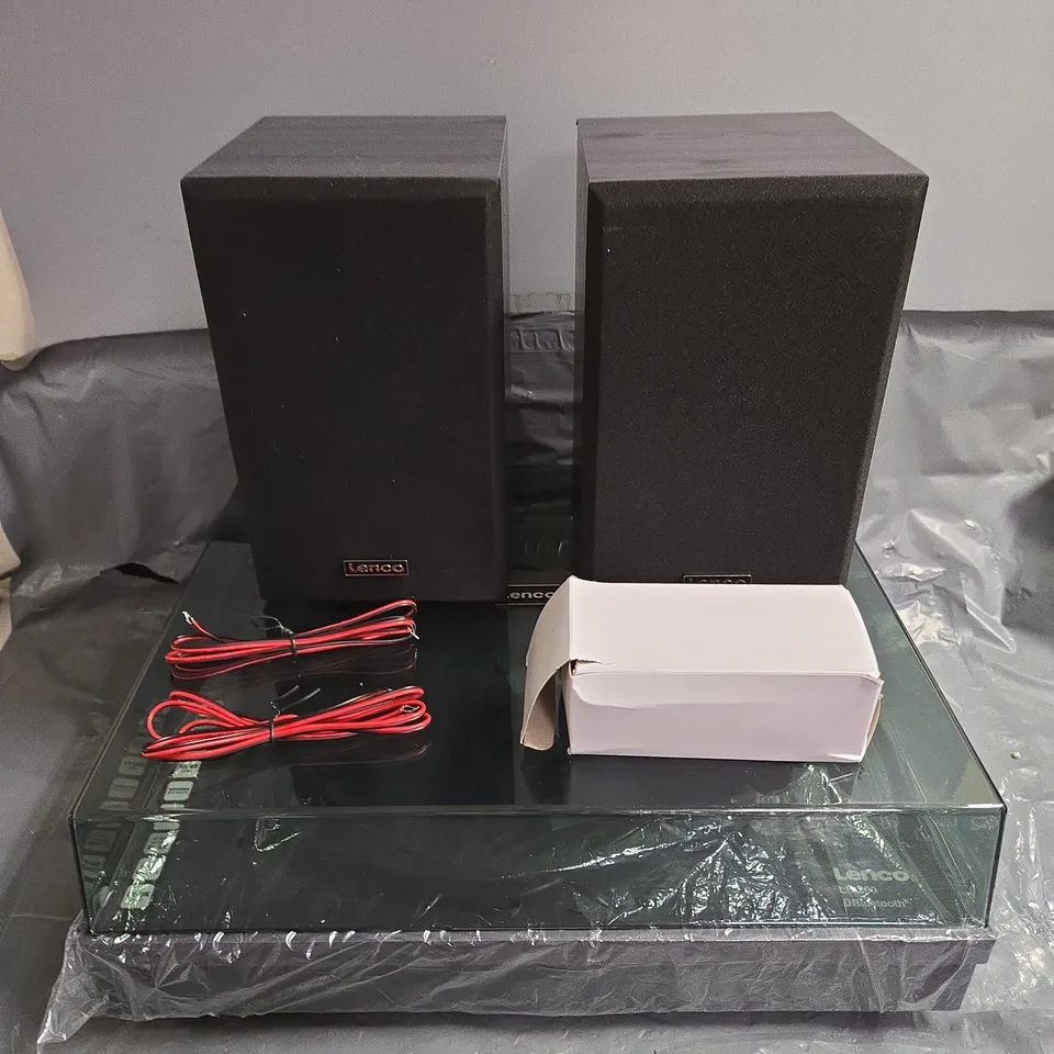 LENCO LS-300BK BELT DRIVE TURNTABLE WITH BLUETOOTH AND WOODEN SPEAKERS 