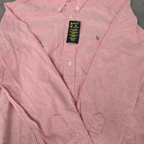 POLO RALPH LAUREN SLIM FIT LONG SLEEVE SHIRT IN PINK SIZE LARGE