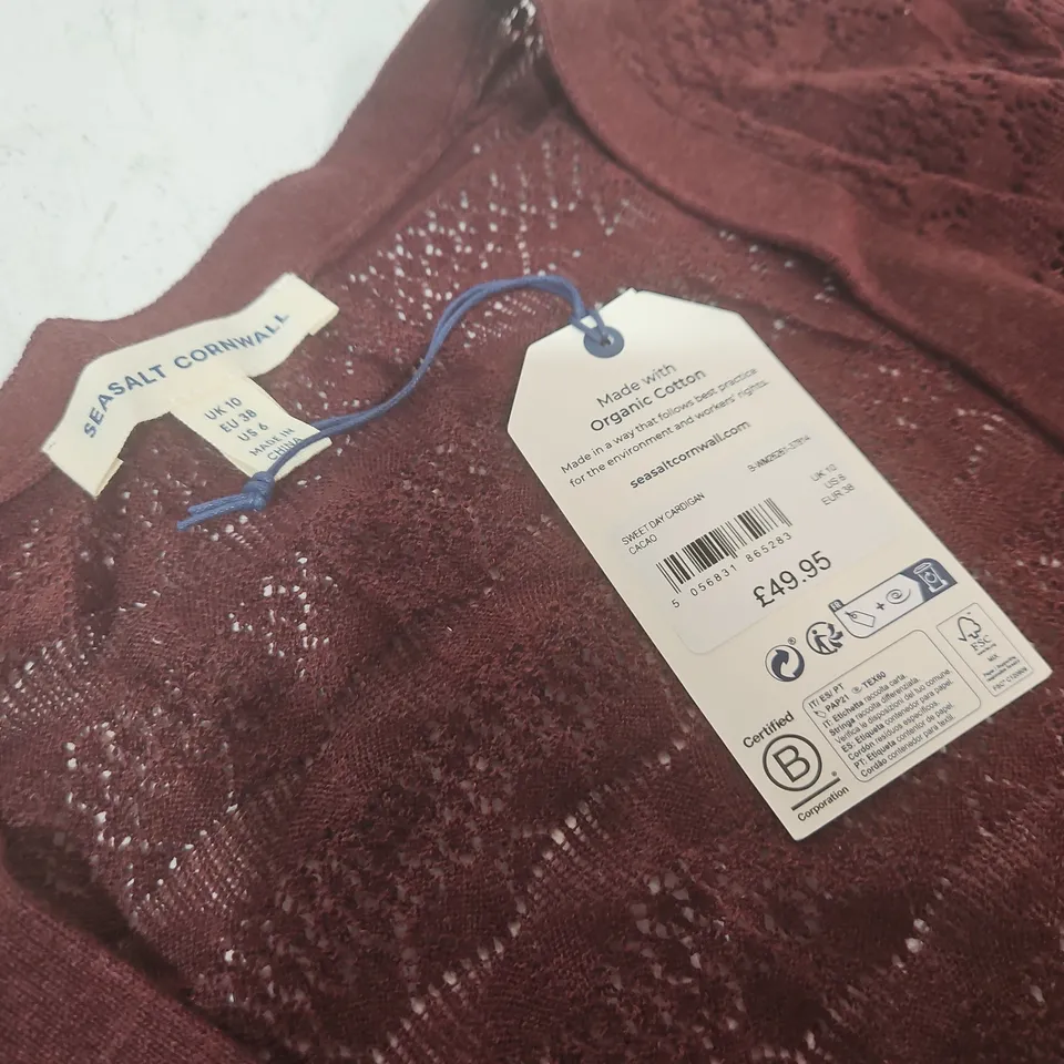SEASALT CORNWALL SWEET DAY CARDIGAN IN CACAO - UK 10