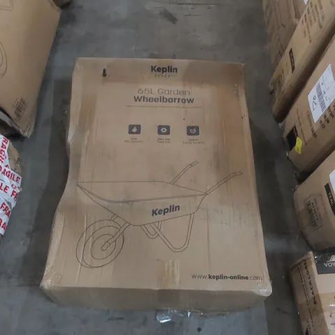 BOXED KEPLIN 65L GARDEN WHEELBARROW
