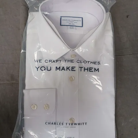 BAGGED CHARLES TYRWHITT SLIM FIT WHITE LONG SLEEVE SHIRT - 17.5 / 36"