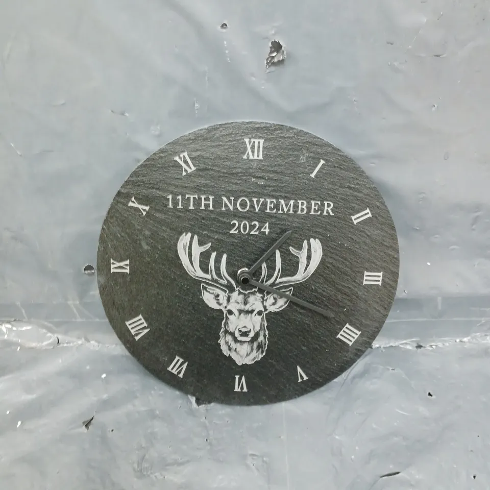 PERSONALISED STAG SLATE CLOCK 