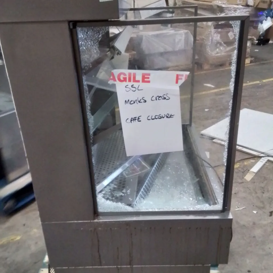 STAINLESS STEEL COMMERCIAL COLD DISPLAY FRIDGE/COUNTER -BROKEN GLASS-