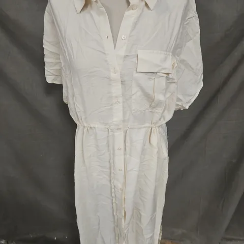 VERO MODA SHORT SLEEVE SHIRT CALF DRESS IN PEARLED IVORY SIZE L