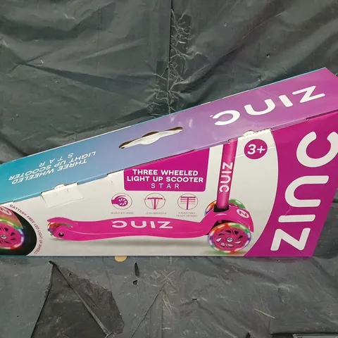 BOXED ZINC 3 WHEELED LIGHT UP STAR SCOOTER - BLUE
