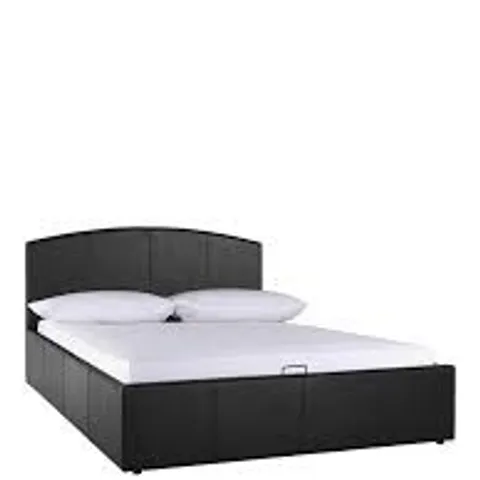 BOXED MARSTON FAUX LEATHER 4' SMALL DOUBLE LIFT UP BED - BLACK (2 BOXES)