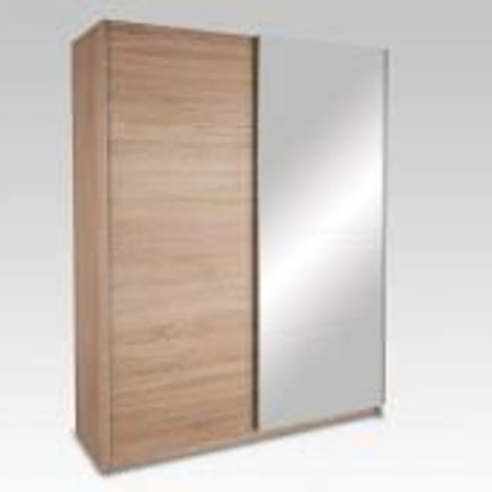 BOXED DALLAS OAK DBL SLIDING MIRRORED WARDROBE- 2 BOXES 
