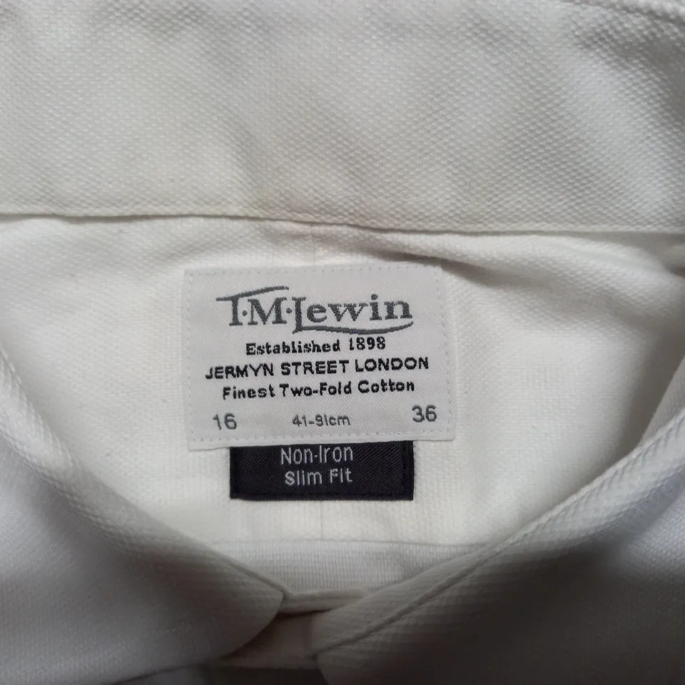 T.M LEWIN NON IRON SLI FIT WHITE SHIRT - SIZE 16