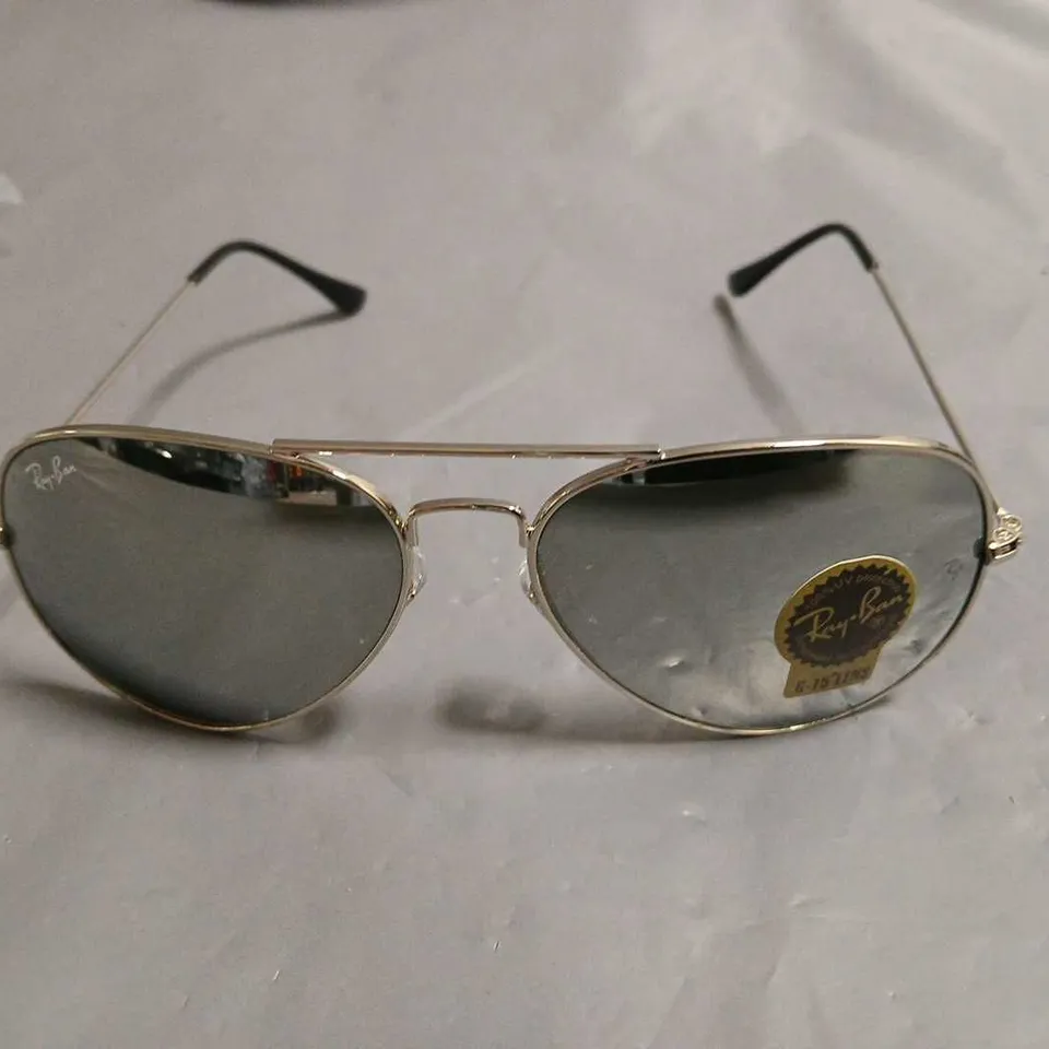 PAIR OF RAYBAN GLASSES WITH REFLECTIVE G-15 LENS IN CASE