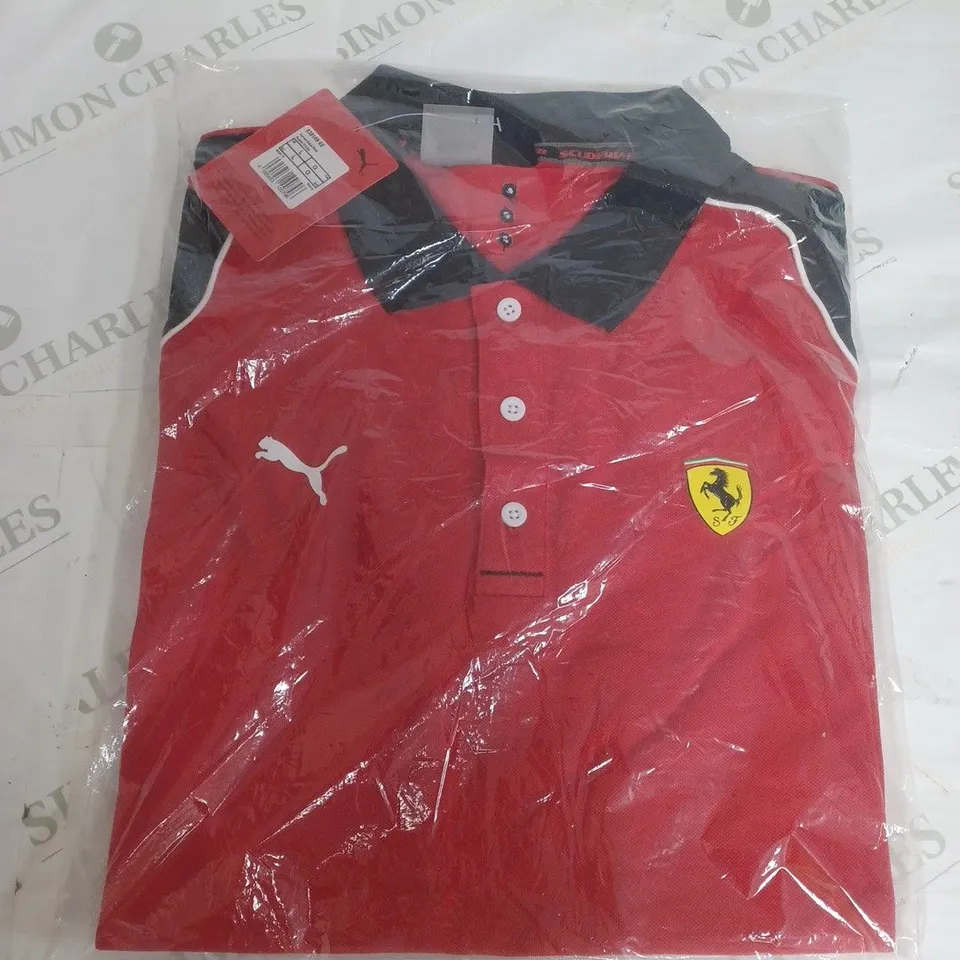 SEALED PUMA X FERRARI RACE POLO SHIRT IN RED & BLACK - LARGE
