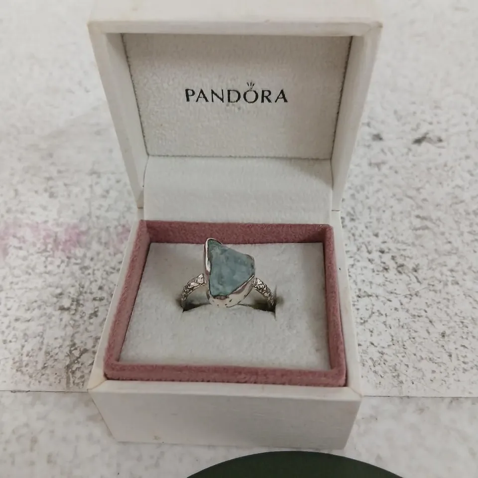 PANDORA RING WITH BLUE STONE – BOXED