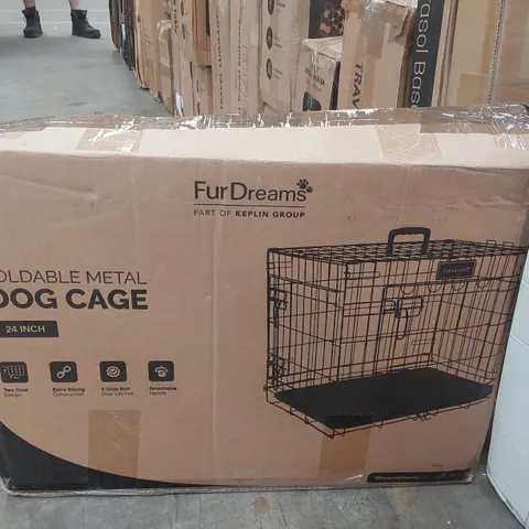BOXED 24INCH FOLDING METAL DOG CAGE