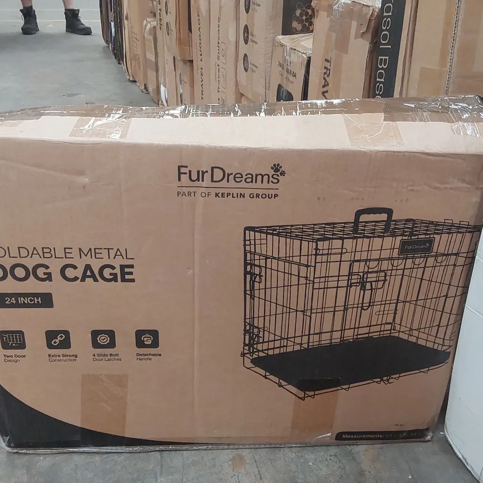 BOXED 24INCH FOLDING METAL DOG CAGE