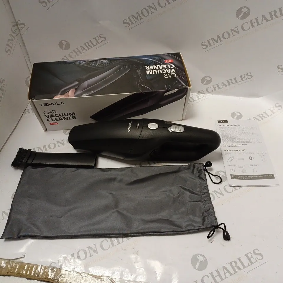 BOXED TEMOLA CAR VACUUM CLEANER - MODEL TS10 - WITH CARRY BAG AND INSTRUCTIONS