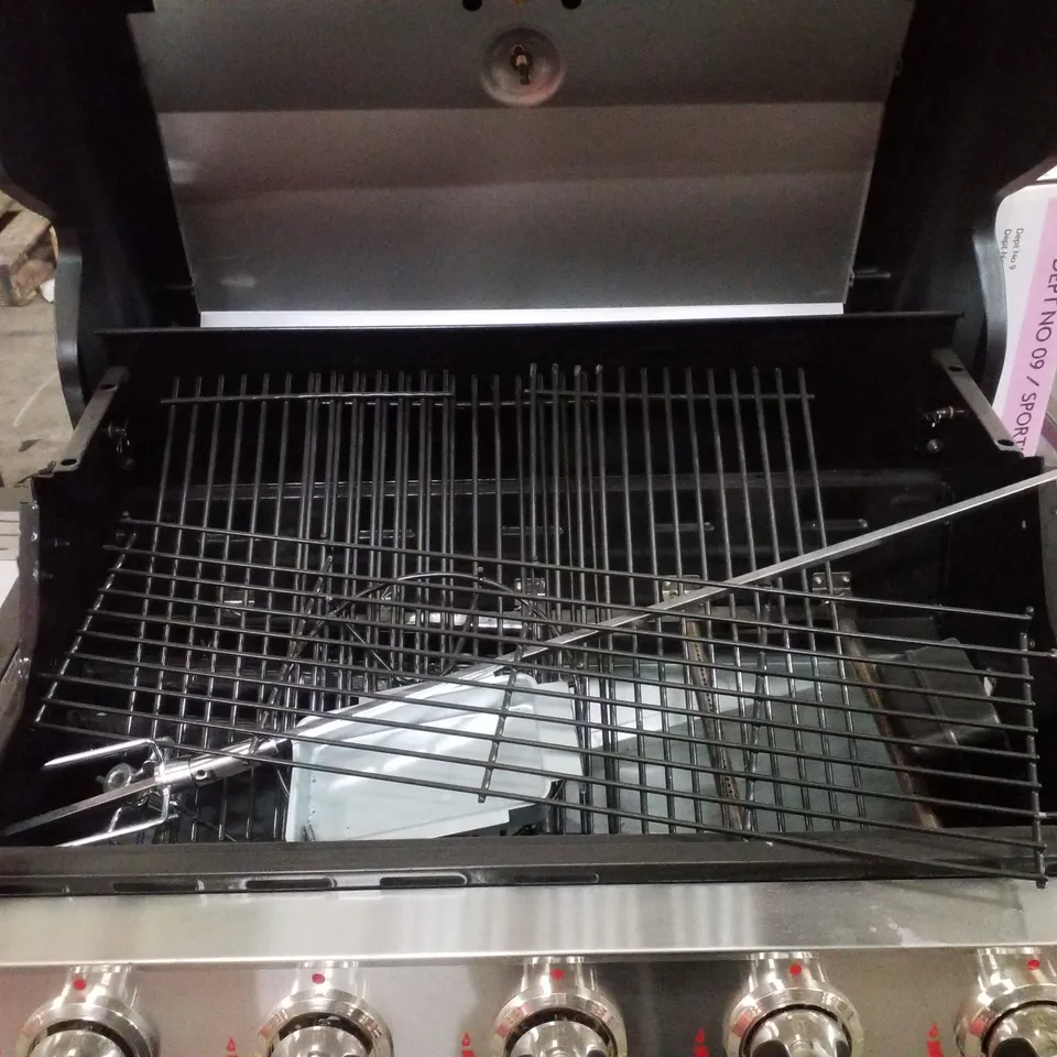 UNIFLAME CLASSIC 5 BURNER GLASS WINDOW GAS GRILL WITH SIDE BURNER