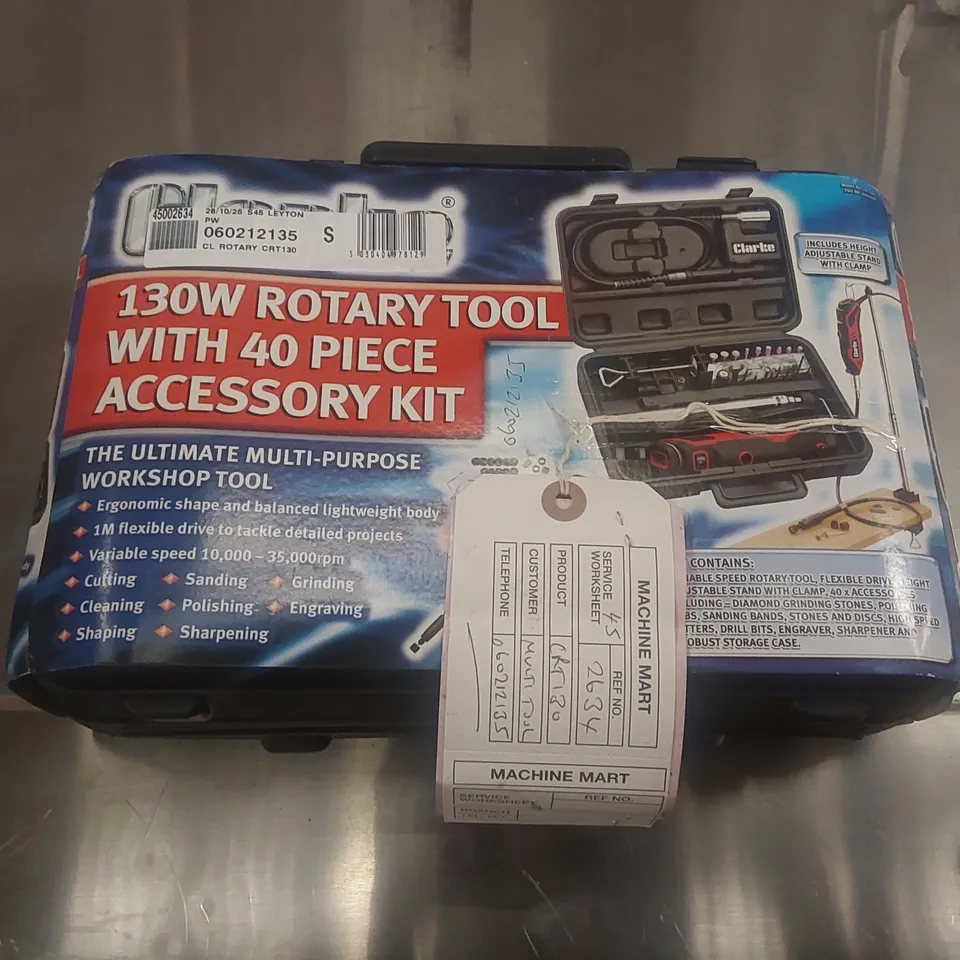 CLARKE CRT130 130W ROTARY TOOL WITH 40 PIECE ACCESSORY KIT