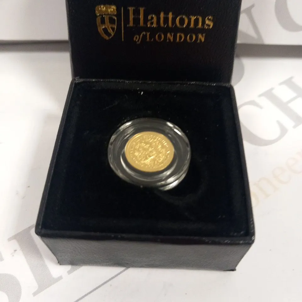 BOXED HATTON OF LONDON KING CHARLES CORONATION COMMEMORATIVE 1/8 SOVEREIGN