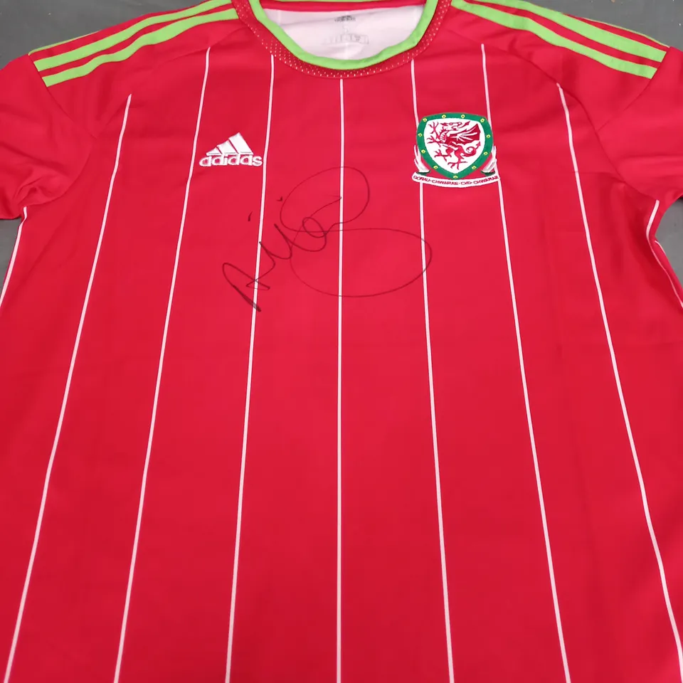 WALES FC HOME SHIRT - SIGNED BY ASHLEY WILLIAM -