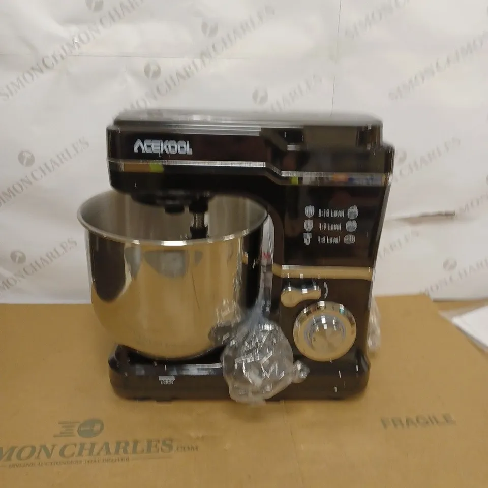 ACEKOOL STAND MIXER, 1400W TILT-HEAD FOOD MIXER 6L 6-SPEED KITCHEN MIXER WITH DOUGH HOOK, MIXING BEATER AND WHISK (BLACK)