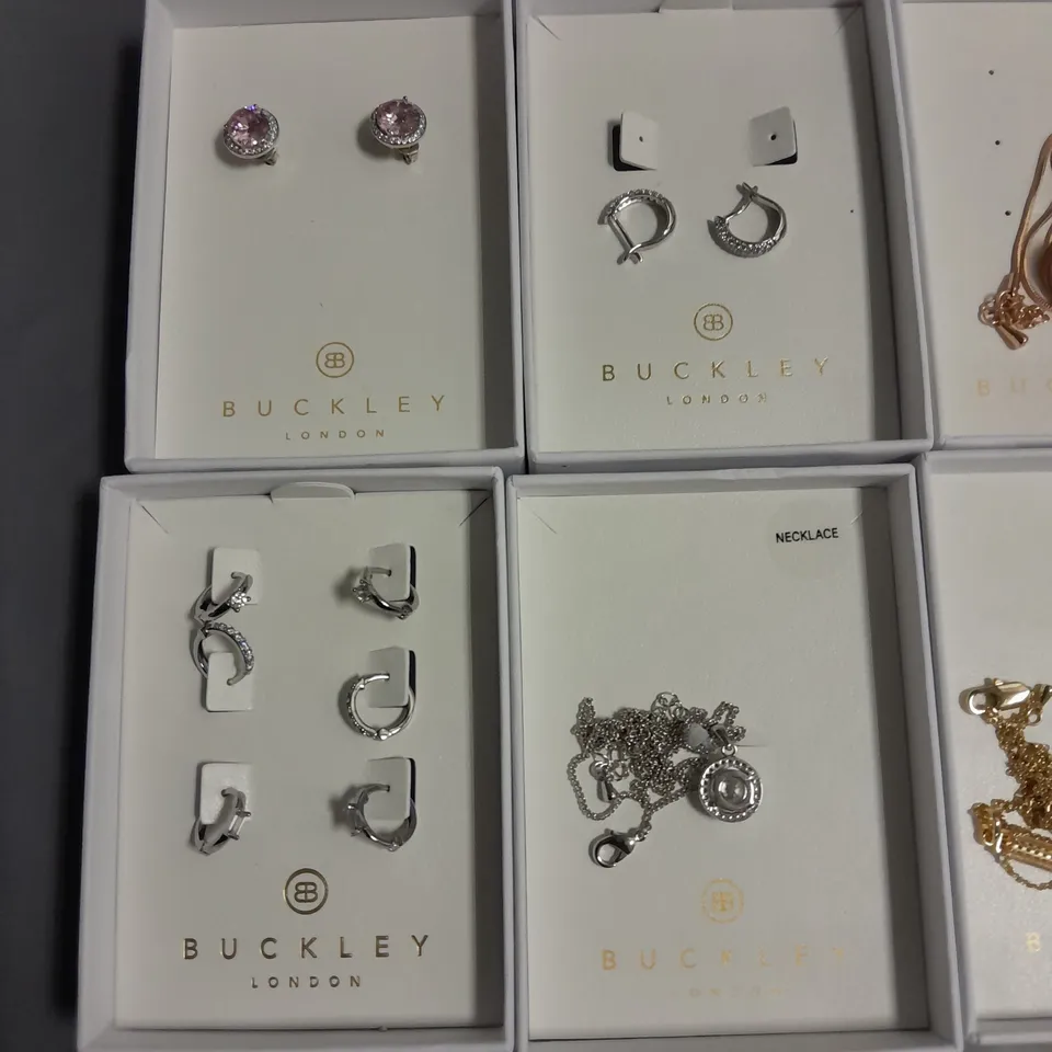 LOT OF 8 ASSORTED BOXED BUCKLEY LONDON JEWELLERY ITEMS