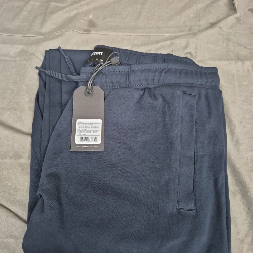LYLE & SCOTT INTERLOCK CUFFED SWEATPANTS - DARK NAVY - SIZE XXL