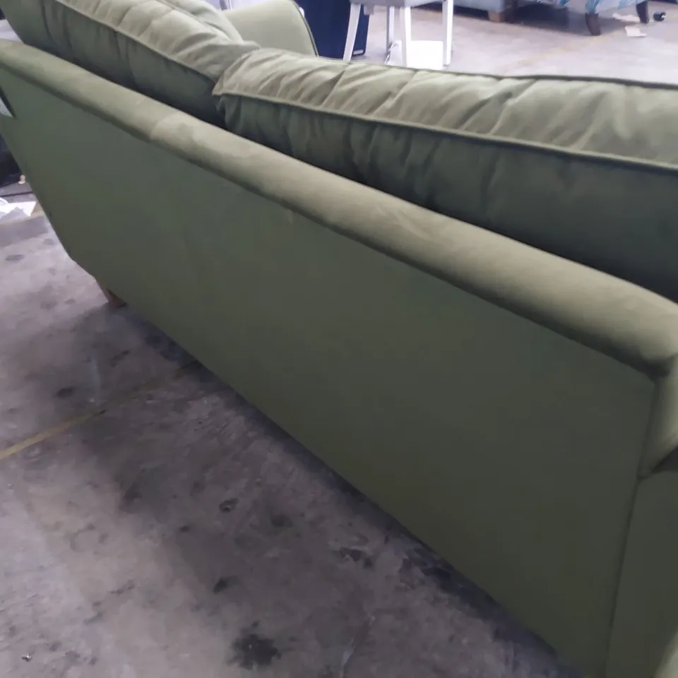 QUALITY BRITISH DESIGNER LOUNGE Co. THREE SEATER SOFA PLUSH GREEN FABRIC 