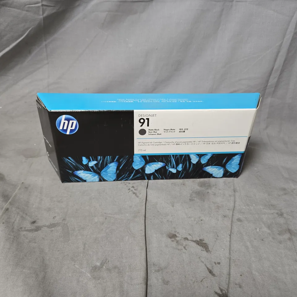 APPROXIMATELY 10 X HP DESIGNJET 91 MATTE BLACK INK CARTRIDGE (C9464A) 775ML – BOXED