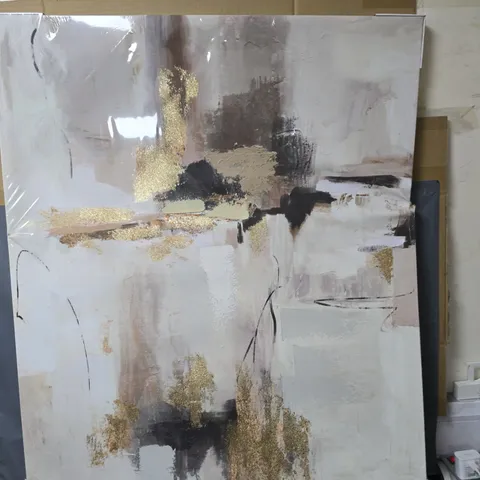 ABSTRACT HAND-PAINTED CANVAS WITH GOLD LEAF DETAIL - COLLECTION ONLY 