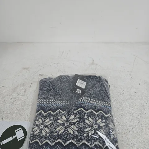 THREADBARE MENS XMAS 1/4 ZIP LARGE JUMPER TAGGED BAGGED