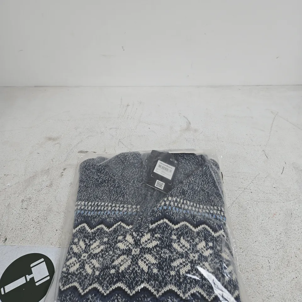 THREADBARE MENS XMAS 1/4 ZIP LARGE JUMPER TAGGED BAGGED