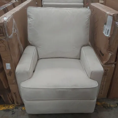 DESIGNER FABRIC UPHOLSTERED SWIVEL/ROCKING ARMCHAIR