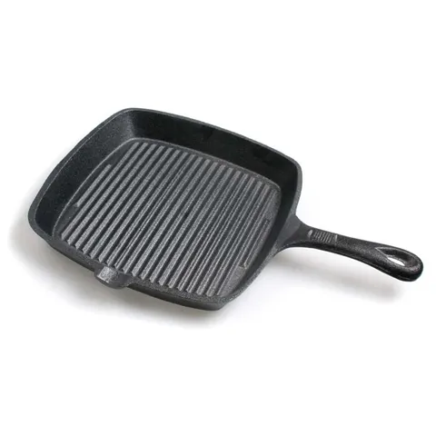 FRYING PAN CAST IRON SKILLET CASSEROLE SAUCEPAN GRIDDLE BBQ COOKER 22.5 CM BLACK
