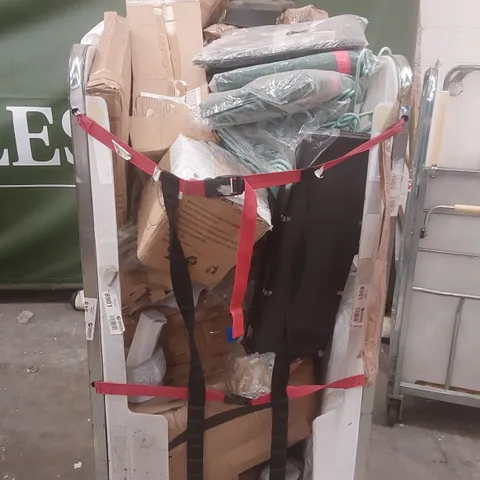 CAGE CONTAINING A LARGE QUANTITY OF ASSORTED ITEMS INCLUDING: CLOTHES HANGERS, GRANITE PESTLE AND MORTAR, CHRISTMAS TREE STORAGE BAGS, FOAM ROLLER ECT // CAGE NOT INCLUDED