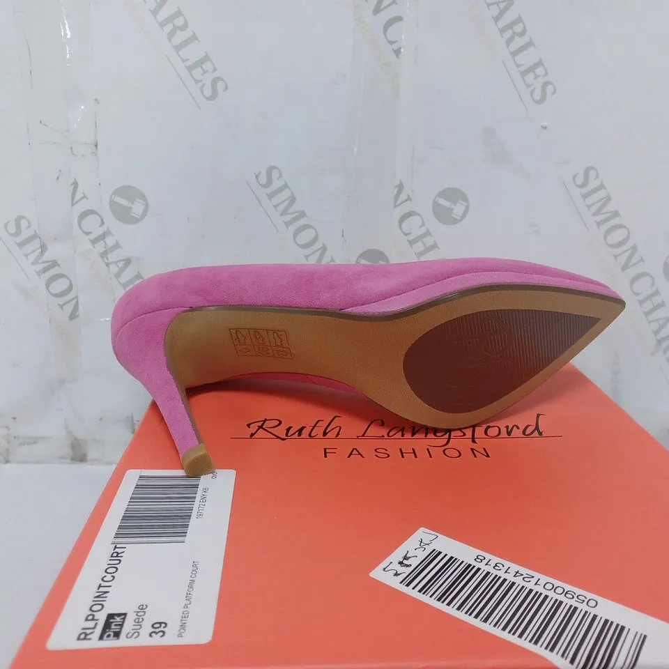 BOXED PAIR OF RUTH LANGSFORD COURT SHOES IN ROSE PINK SIZE 6 