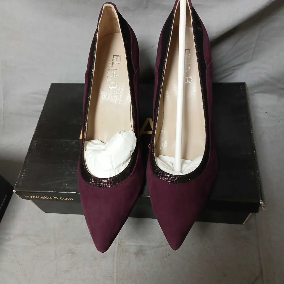 ELIA.B LONDON DIANA HIGH HEELS - PURPLE BURGUNDY SUEDE, UK 5 (EU 38)