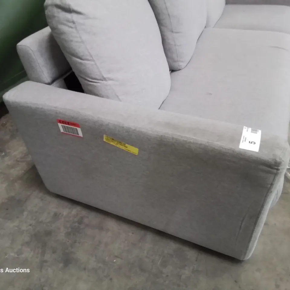DESIGNER THREE SEATER SOFA GREY FABRIC 