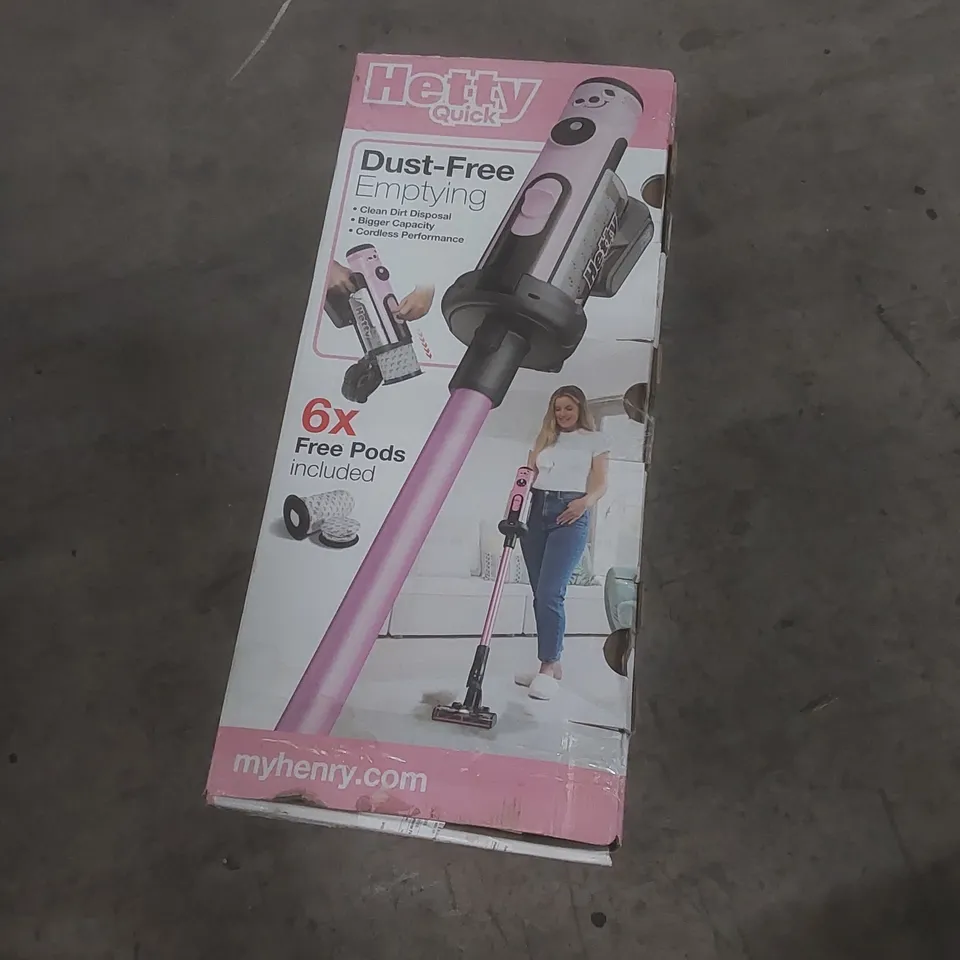 BOXED HETTY CORDLESS QUICK HAND-HELD VACUUM CLEANER - PINK 