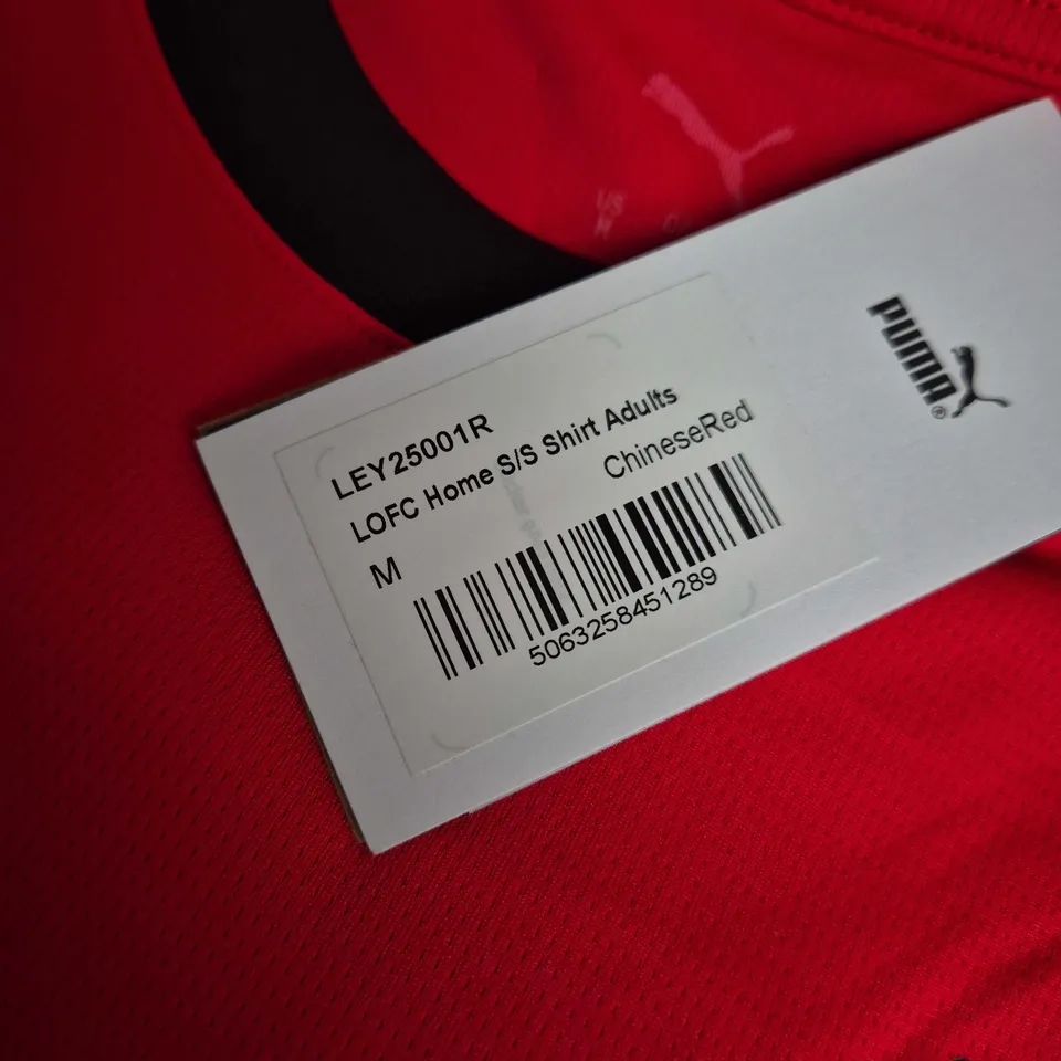 LEYTON ORIENT FC HOME SHIRT – RED, SHORT SLEEVE, ADULT, SIZE M, PUMA, EASTDIL SECURED SPONSOR (#2 - CHARLTON)