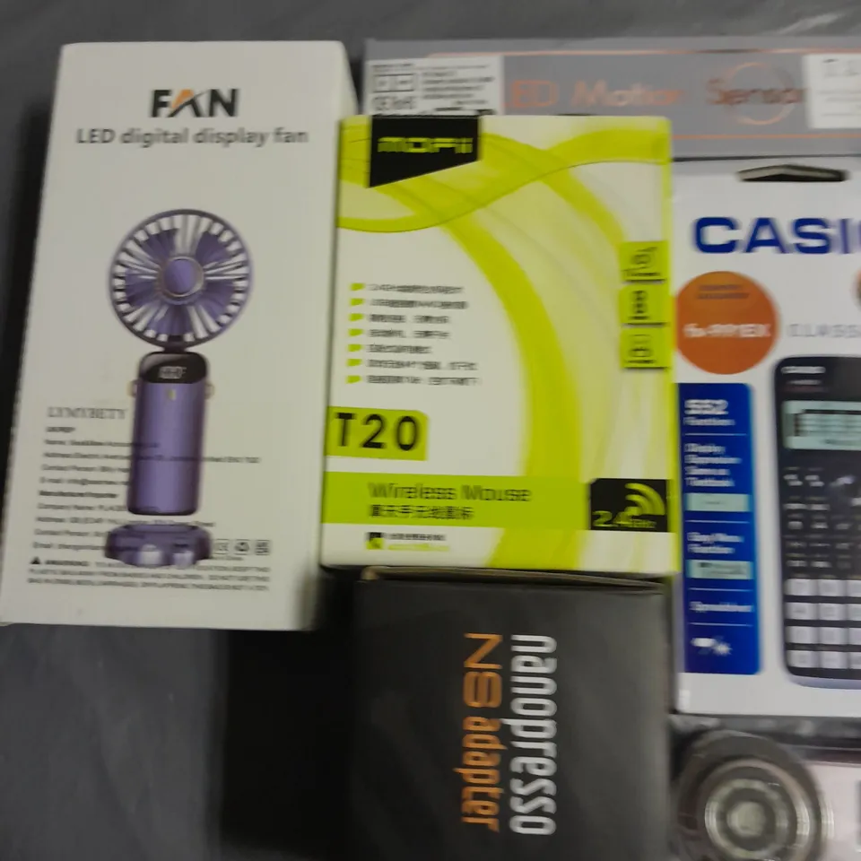 LOT OF 10 ASSORTED HOUSEHOLD ITEMS TO INCLUDE LED FAN, FIRE RATED DOWNLIGHT, WIRELESS SPEAKER AND CASIO CALCULATOR