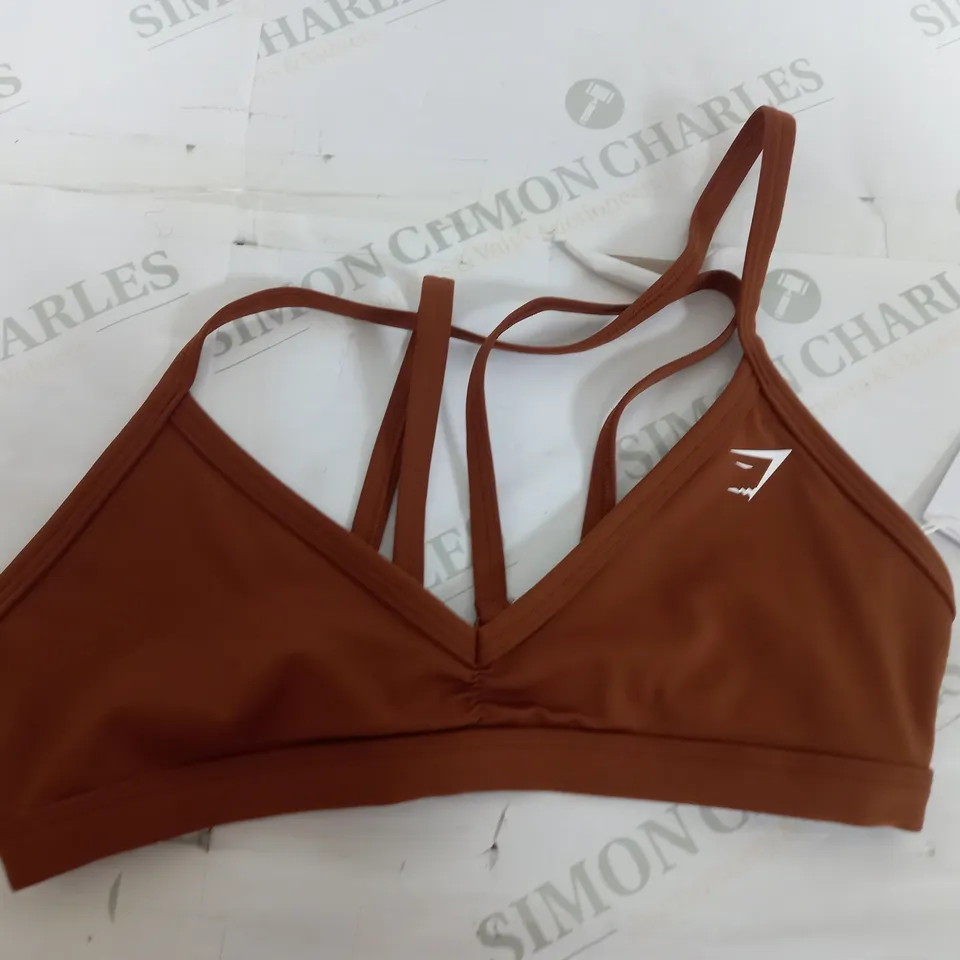 GYMSHARK MINIMAL SPORTS BRA IN BROWN - SMALL