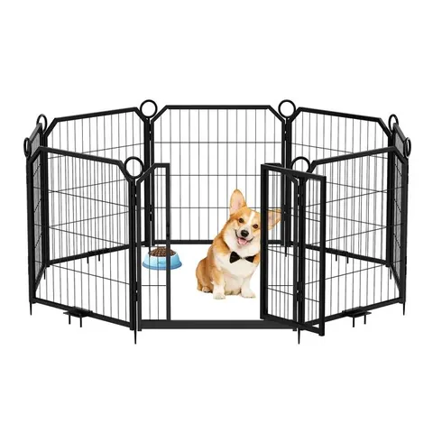 BOXED GARVEE 0.6 M (24 IN) HEAVY-DUTY DOG PLAYPEN WITH DOOR
