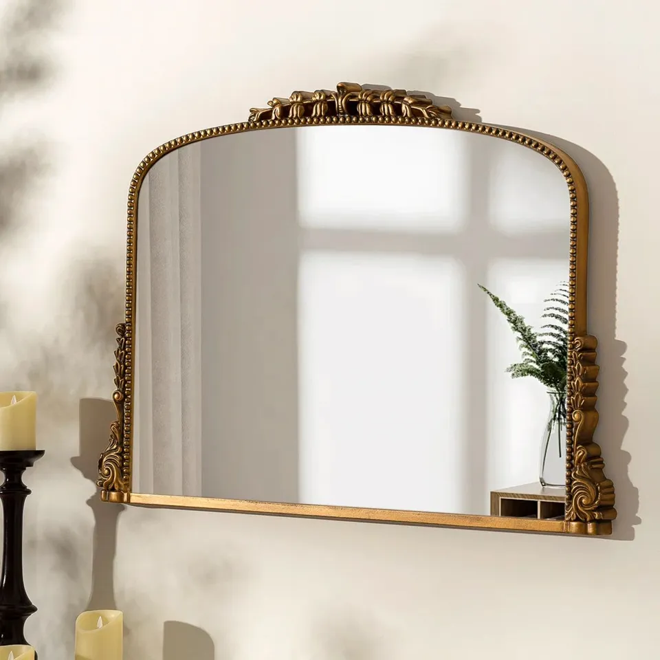 BOXED ARCH RETRO VICTORIAN GOLD ACCENT WALL  MIRROR ( 1 BOX )
