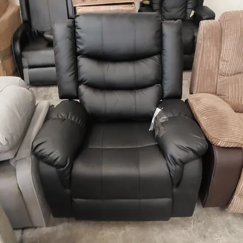 DESIGNER BLACK LEATHER RECLINING EASY CHAIR